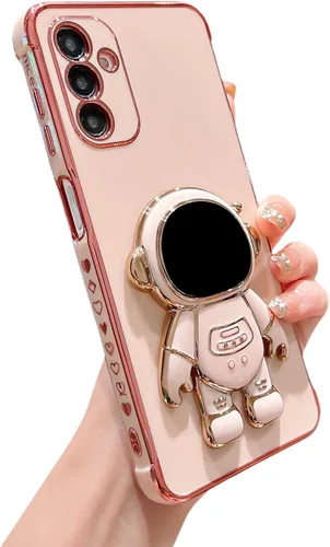 Vista 59 de phylla para Samsung Galaxy A12 Funda de Teléfono con Soporte Oculto de Astronauta Chapado en Oro de Lujo Lindo Astronauta Lateral Lindo