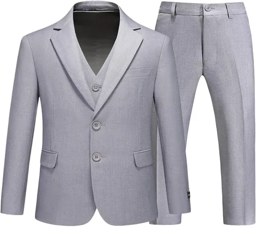 Vista 13 de Boys Suits Slim Fit Formal 3 Piece Kid Wedding Prom Ring Bearer Outfit Negro