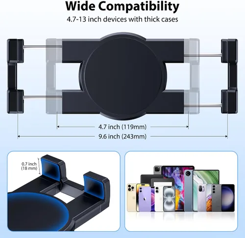 Vista 6 de CreaDream Soporte de aluminio para tablet para camión, soporte de tableta para automóvil, ángulo ajustable con base de taladro, soporte para iPad