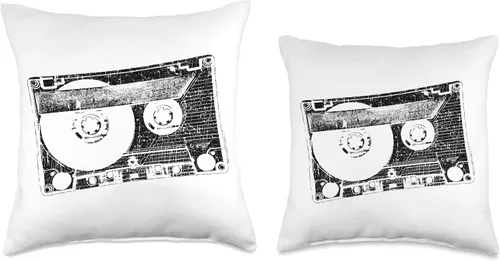 Vista 3 de Audio Cassette Tape, 80s 90s Music Radio Simple Graphic Throw Pillow