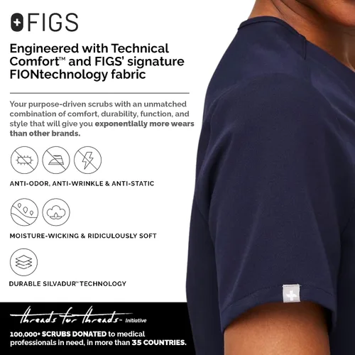 Vista 3 de FIGS Casma Scrub Tops para mujer ajuste clásico 3 bolsillos elástico en cuatro direcciones antiarrugas para mujer