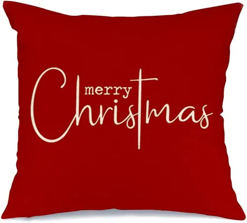 Vista 12 de RABUSOFA Fundas de almohada de Navidad con mensaje de Feliz Navidad, decoraciones para el invierno, fundas de almohada decorativas, fundas