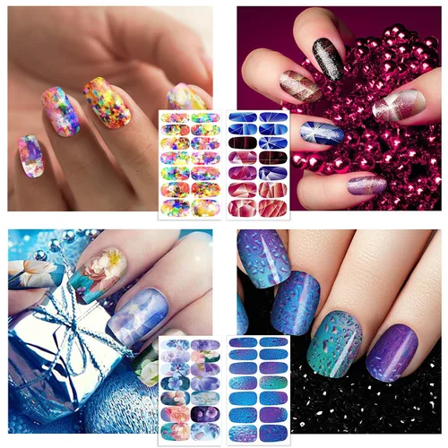 Vista 4 de 12 hojas de tiras de esmalte de uñas, autoadhesivas, calcomanías de uñas de gel, envolturas completas para mujeres y niñas, diseño de grafiti, cielo