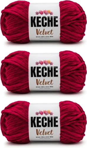 Vista 176 de Keche Hilo para ganchillo, hilo de terciopelo, chenilla suave, manta de bebé voluminosa amigurumi Yarn 3.53 oz (132 yardas) - Arona