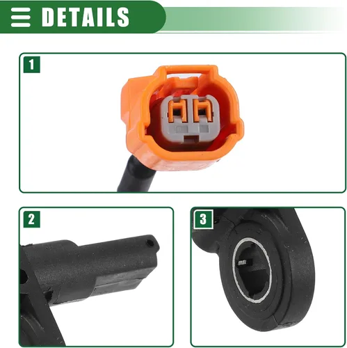 Vista 5 de Motoforti Sensor de velocidad ABS delantero izquierdo derecho para Acura TL 2004-2008, goma, No.57450SEPA01/57455SEPA01, negro, 2