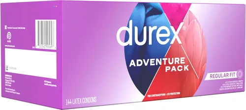 Vista 14 de Durex - Paquete Adventure de condones, lisos y estriados, a granel, preservativos de látex de ajuste regular