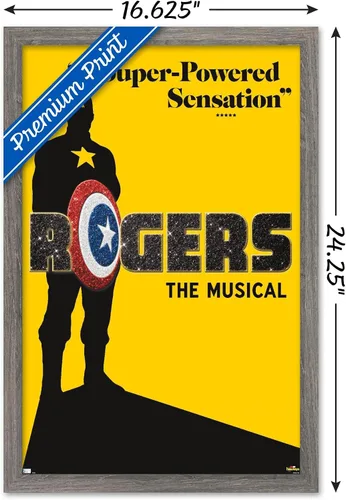 Vista 3 de Trends International Marvel Hawkeye - Póster de pared de Rogers The Musical Playbill, 14.72 x 22.37 pulgadas, versión enmarcada de madera de granero