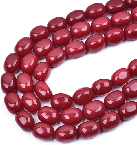 Vista 4 de HAAMIIQII Cuentas espaciadoras de piedra libre de jade rojo de 0.394 a 0.630 pulgadas, cuentas sueltas para la fabricación de joyas, pulseras