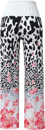 Vista 6 de Women Wide Leg Pants Stretchy Drawstring Waist Yoga Pants Vintage Print Pilates Pants Mid Waist Workout Running Leggings