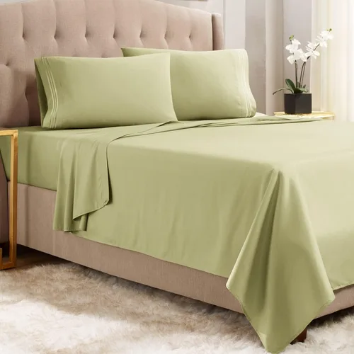 Vista 30 de Juego de sábanas de lujo Juego de cama de lujo, bolsillo extra profundo Juego de sábanas ajustable, sábana de arriba y 2 fundas de almohada, ropa