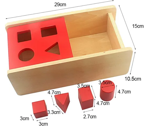 Vista 6 de DANNI Montessori Baby Imbucare - Caja con tapa abatible, 4 formas, aprendizaje de madera, educativo, preescolar, entrenamiento para niños, juguete
