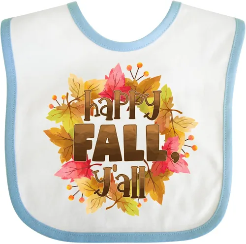 Vista 22 de inktastic Happy Fall, Y'all Fall Leaves Wreath Baby Bib
