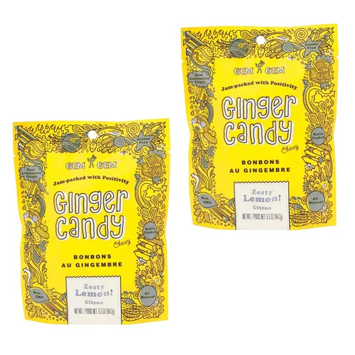 Vista 22 de Gem Gem Caramelos de jengibre masticables de sabor a limón, muestras de degustación de 1.25 oz
