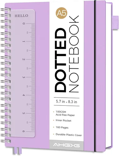 Vista 25 de AHGXG Diario de puntos, cuaderno en espiral de cuadrícula de puntos de 8.5 x 11 pulgadas, cuaderno de puntos grande A4, papel grueso de 3.53 oz/m²