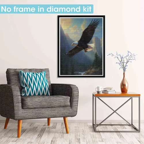 Vista 2 de Pavemlo Kits de arte de diamantes 5D para adultos, águila elevada, arte de diamantes de taladro completo, pintura de animales con diamantes, arte