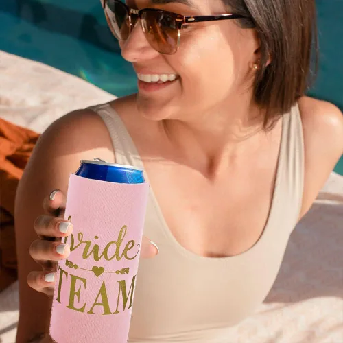 Vista 6 de LADY&HOME Bachelorette Slim - Enfriadores de latas para dama de honor, juego de 10 enfriadores de latas para novia y novia del equipo para despedida