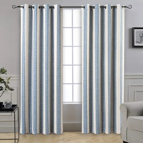 Vista 40 de DriftAway Chris Linen - Cortinas opacas con capa térmica y reductora de sonido, 63 pulgadas de largo para dormitorio, cortinas estampadas a rayas