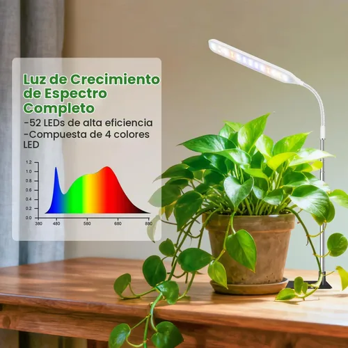 Vista 4 de Wolezek Luces de Crecimiento para Plantas de Interior, Luz de Crecimiento de Plantas de 52 LEDs de Espectro Completo con Base, Lámpara
