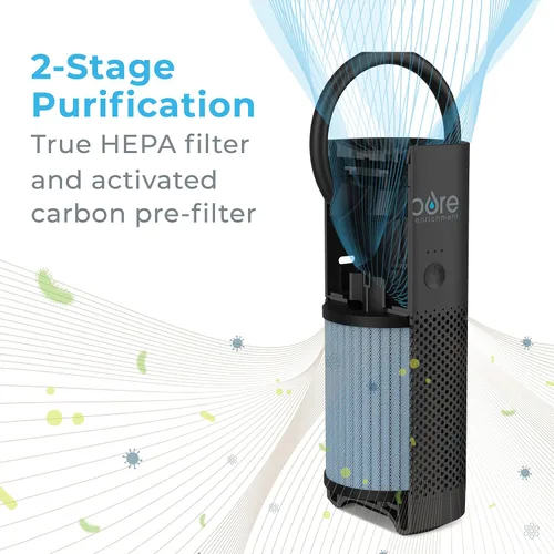 Vista 5 de Pure Enrichment - Mini purificador PureZone de aire portátil – Filtro True HEPA inalámbrico que limpia el aire y elimina el 99.97% del polvo, olores