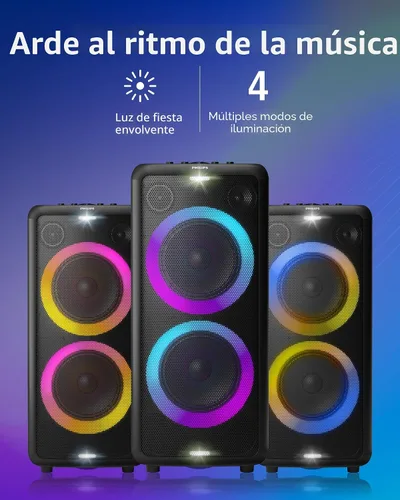 Vista 6 de [Usado] Altavoz de fiesta Bluetooth Philips X5206, portátil con ruedas, emocionante show de luces, máquina de karaoke con micrófono y entrada