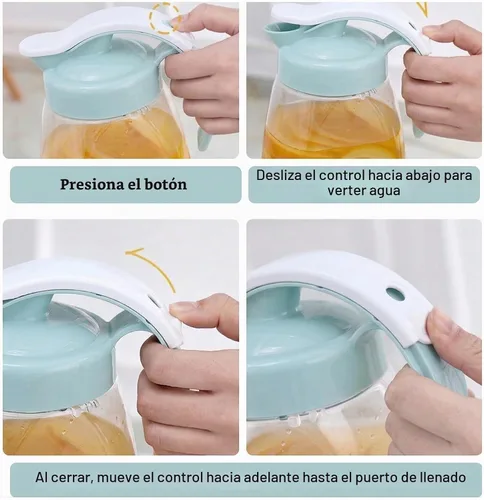 Vista 4 de Frcctre Paquete de 2 jarras de agua de plástico con tapa, jarra hermética transparente de 74 onzas para jugo, café, té helado, limonada, resistente