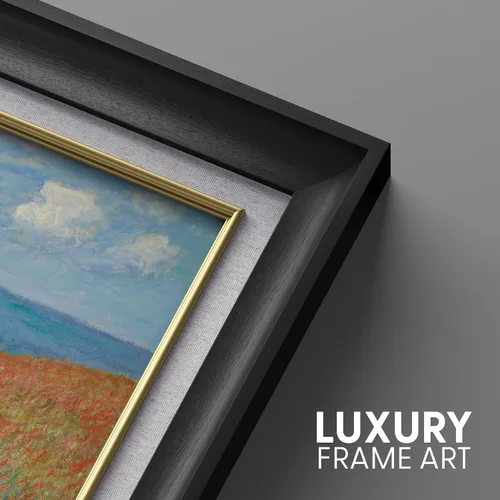 Vista 5 de MUDECOR Claude Monet - Arte artístico enmarcado prémium para pared, camino a través del maíz en Pourville, ilustraciones históricas culturales