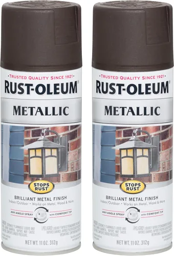 Vista 10 de Rust-Oleum 7274830 Pintura en aerosol metálica que detiene la oxidación, 11 oz, latón antiguo