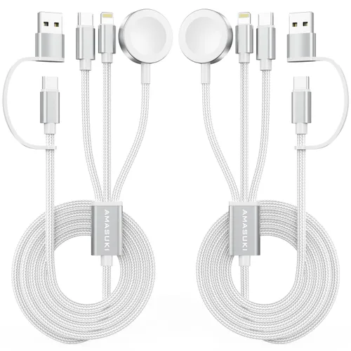 Vista 20 de Esenciales de viaje para Apple Watch, esenciales para acampar en cruceros, cable de carga múltiple, puertos de carga 3 en 2 para iWatch Series Negro
