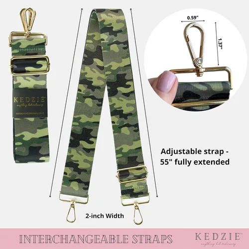 Vista 4 de Kedzie Interchangeable Classic Print Adjustable Length 55 Handbag Purse Strap Replacement 2-inch Wide Crossbody Strap