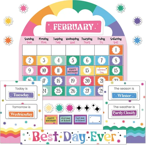 Vista 14 de Carson Dellosa Creatively Inspired - Juego de 118 piezas para calendario de aula, cabeceras mensuales, cumpleaños, cubiertas de números, estaciones