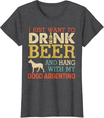 Vista 4 de Dogo Argentino - Camiseta vintage divertida para colgar con perro, Negro