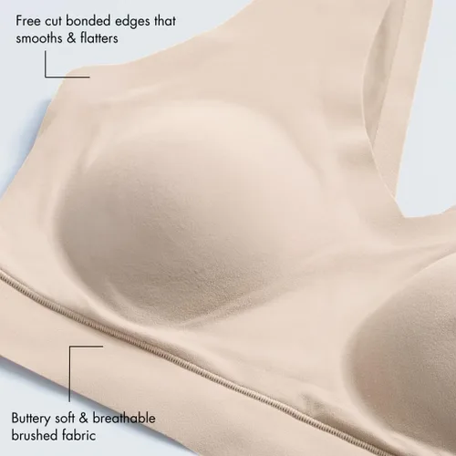 Vista 4 de Sujetador cómodo sin varillas de cobertura completa sin costuras con almohadilla incrustada para mujer