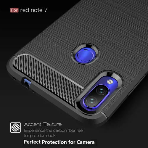 Vista 6 de Funda compatible con Xiaomi Redmi Note 7, fibra de carbono absorción de choque Slim Case (negro)