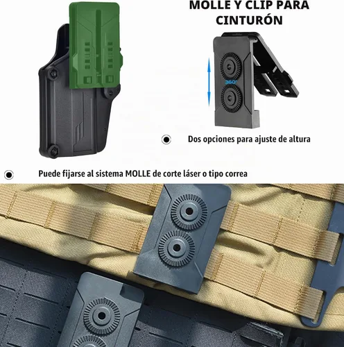 Vista 3 de Funda universal para pistola, funda de transporte con cinturón abierto para más de 80 pistolas, funda táctica OWB para Glock/Sig