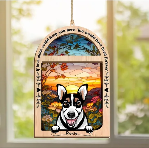 Vista 42 de LOVELYPOD Adorno de Navidad personalizado de sabueso afgano, atrapasoles con nombre, regalos de pérdida de mascotas, regalos para amantes