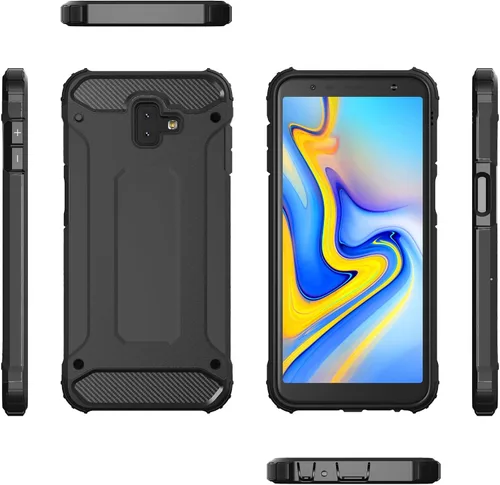 Vista 9 de Asuwish Funda protectora para Samsung Galaxy J6 Plus 2018 con protector de pantalla de vidrio templado y accesorios delgados de doble celda, Gaxaly
