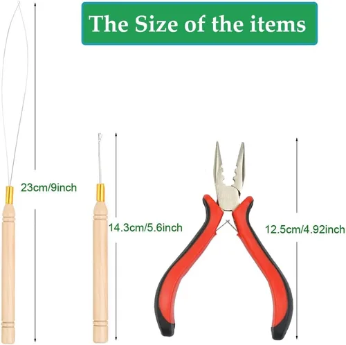 Vista 3 de Juego de herramientas de extensiones de cabello de micro eslabones de 3 piezas para micro anillos nano Mini alicates para el pelo con diseño de 3