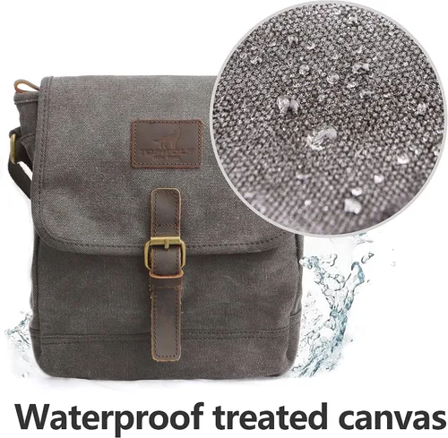 Vista 2 de Bolsa de mensajero de lona pequeña bolsa cruzada casual viaje herramientas de trabajo bolsa de hombro bolsa de mano teléfono teléfono antirrobo
