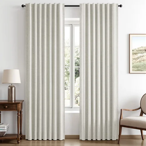 Vista 15 de MIULEE Cortinas de lino 100% opacas para dormitorio, marfil sólido, decoración de lujo, aislamiento térmico, cortinas oscurecedoras para sala
