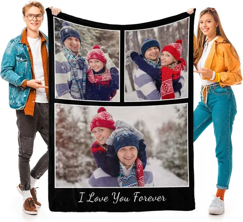 Vista 13 de D-Story Mantas personalizadas con fotos, regalos personalizados para parejas, regalos de aniversario y cumpleaños para esposa, marido, novia, novio