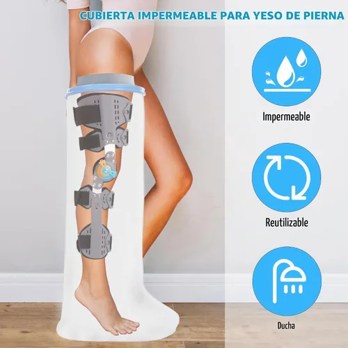 Vista 5 de Protector de pierna para adultos para ducha, vendaje de ducha impermeable y cubierta fundida, protección completa de pierna hermética para piernas