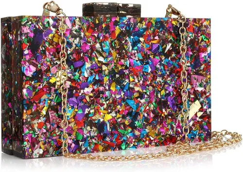 Vista 2 de YYW Bolso cruzado de acrílico con lentejuelas para mujer, bolso cruzado para fiesta de novia, cóctel, noche
