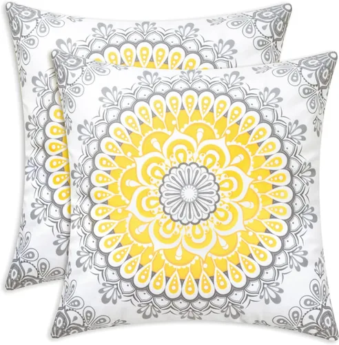 Vista 12 de CaliTime Fundas de Almohadas Decorativas Paquete de 2 Cómodas de Vellón Mandala Dalia Floral Medallón Estilo Brújula Fundas de Cojines para Sofá