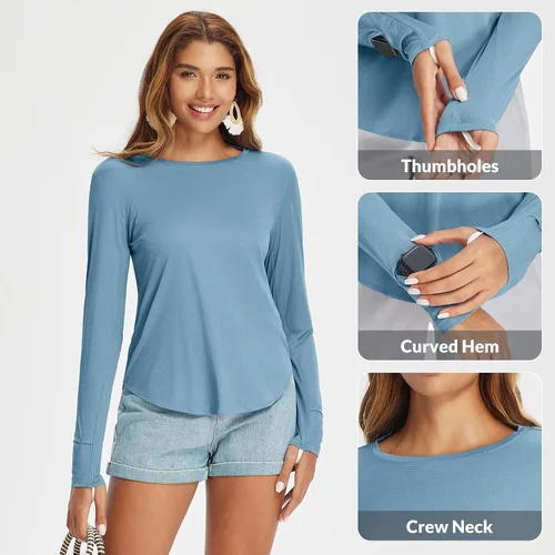 Vista 34 de BALEAF - Camisetas de sol de manga larga para mujer, con FPU 50+, para senderismo, ligeras, de secado rápido, protección contra rayos ultravioleta