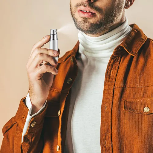Vista 6 de Tessco for you 21 piezas de botellas de perfume con atomizador de 5 ml, mini atomizador pulverizador para perfume, recargable a granel con bomba