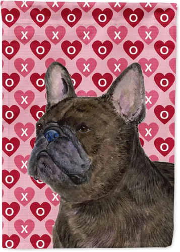 Vista 263 de Caroline's Treasures SS4484GF Bandera de jardín con diseño de bulldog inglés y corazones para el Día de San Valentín, bandera decorativa para patio