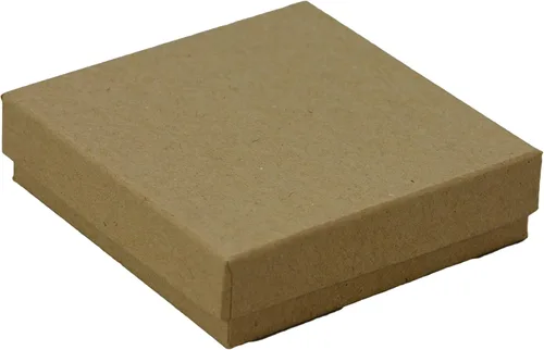 Vista 2 de Kraft reciclado rellena de algodón caja de joyería # 33(caja de 100) 3.5" x 3.5" x 1