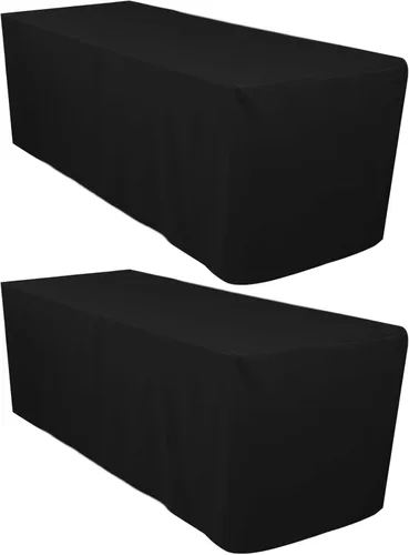 Vista 12 de Surmente - Manteles negros para mesas rectangulares de 6 pies, 30 x 72 pulgadas Protector de mesa ajustado, sin arrugas, tela de poliéster