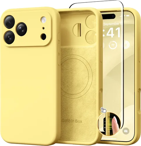 Vista 140 de GolbinBox Funda magnética para iPhone 17, compatible con MagSafe, cubierta de silicona integrada para control de cámara, funda de silicona líquida a