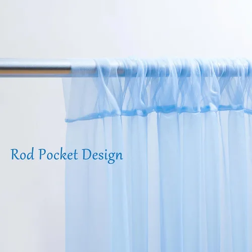 Vista 5 de Cortinas de fondo de tul azul de 10x10 para fiestas, cortina de fondo transparente para fotos de boda, cortinas para baby shower, fotografía, fiesta